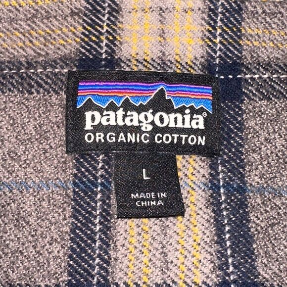 Patagonia Fjord Heavyweight Flannel Men's L Organic Cotton Gray Navy Plaid FA17 - Picture 3 of 8